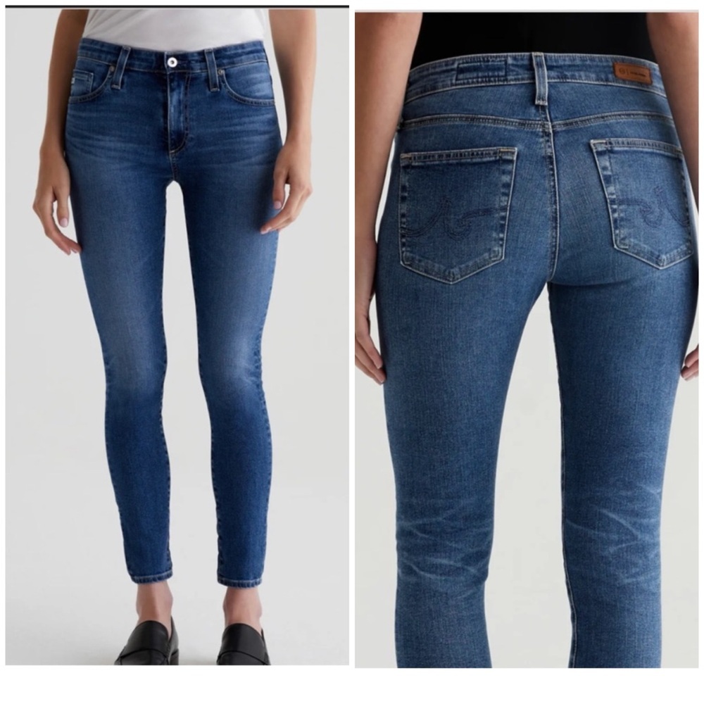 Ag Adriano Goldschmied The Farrah Skinny Ankle Blue Jeans with Stretchy Fit